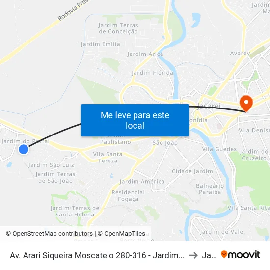 Av. Arari Siqueira Moscatelo 280-316 - Jardim Do Portal Jacareí - SP 12324-200 Brasil to Jacareí map