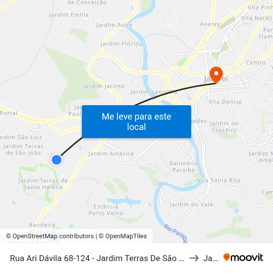 Rua Ari Dávila 68-124 - Jardim Terras De São João Jacareí - SP 12324-772 Brasil to Jacareí map