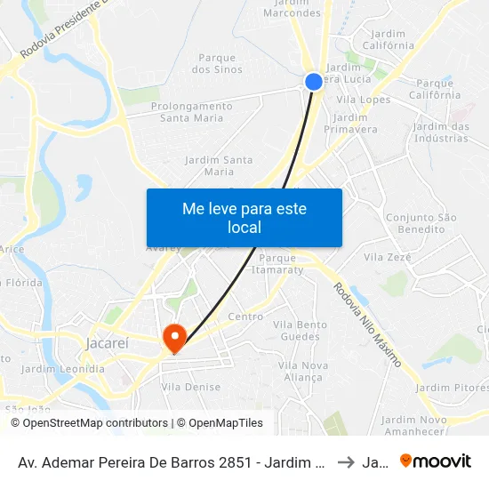 Av. Ademar Pereira De Barros 2851 - Jardim Santa Maria Jacareí - SP Brasil to Jacareí map