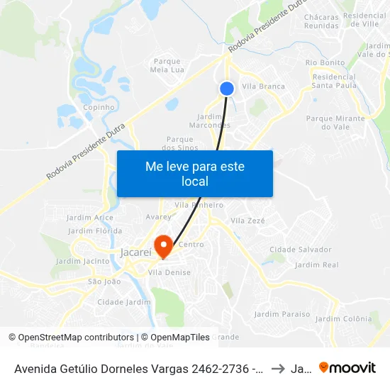 Avenida Getúlio Dorneles Vargas 2462-2736 - Jardim California Jacareí - SP Brasil to Jacareí map