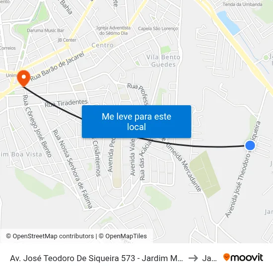 Av. José Teodoro De Siqueira 573 - Jardim Maria Amelia Jacareí - SP Brasil to Jacareí map