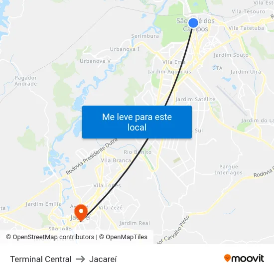 Terminal Central to Jacareí map