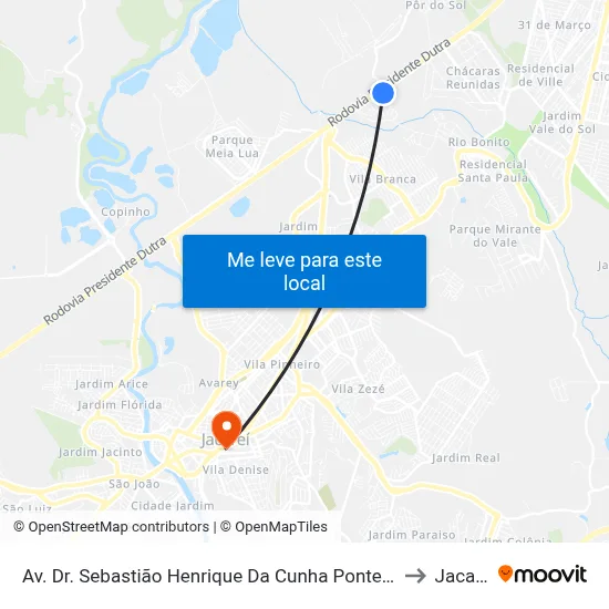 Av. Dr. Sebastião Henrique Da Cunha Pontes, 8500 to Jacareí map