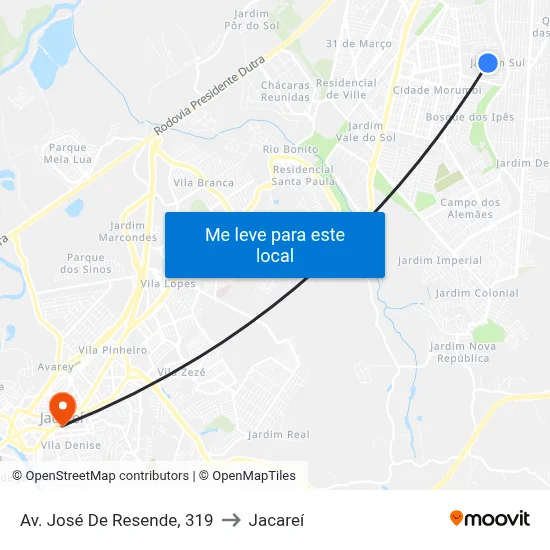 Av. José De Resende, 319 to Jacareí map