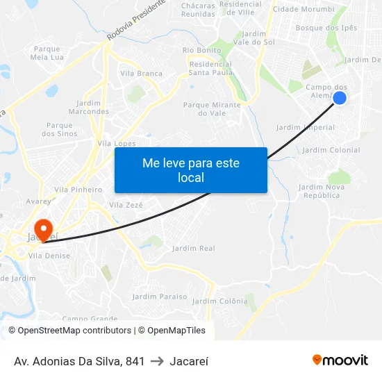 Av. Adonias Da Silva, 841 to Jacareí map