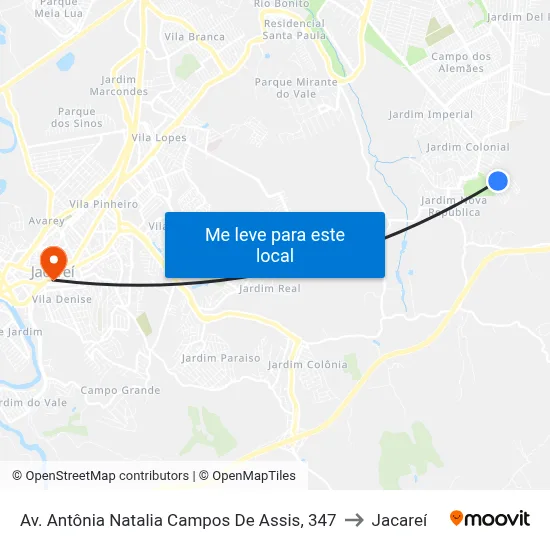 Av. Antônia Natalia Campos De Assis, 347 to Jacareí map