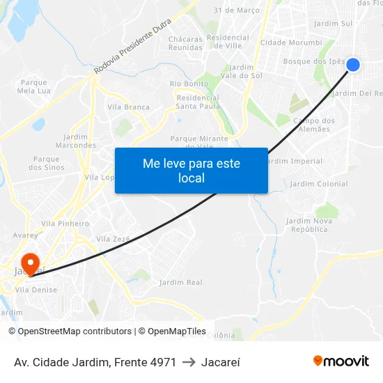 Av. Cidade Jardim, Frente 4971 to Jacareí map