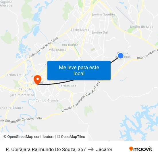 R. Ubirajara Raimundo De Souza, 357 to Jacareí map