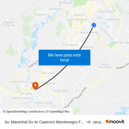 Av. Marechal Do Ar Casimiro Montenegro Filho, 470 to Jacareí map