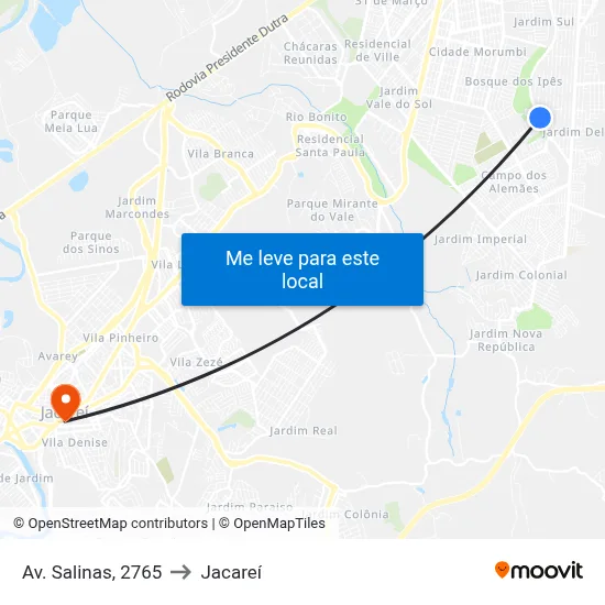 Av. Salinas, 2765 to Jacareí map
