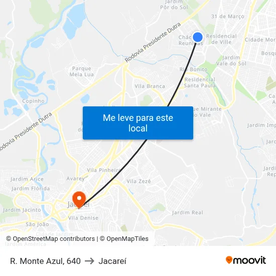R. Monte Azul, 640 to Jacareí map