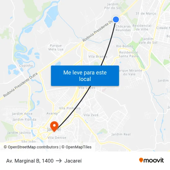 Av. Marginal B, 1400 to Jacareí map