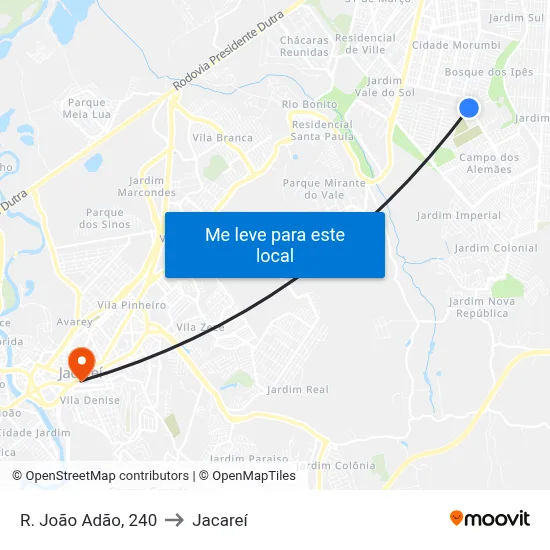 R. João Adão, 240 to Jacareí map