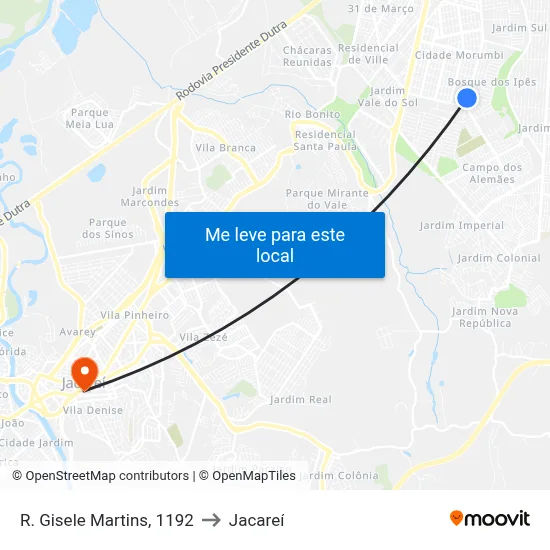 R. Gisele Martins, 1192 to Jacareí map