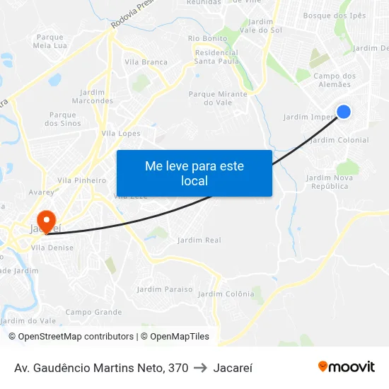 Av. Gaudêncio Martins Neto, 370 to Jacareí map
