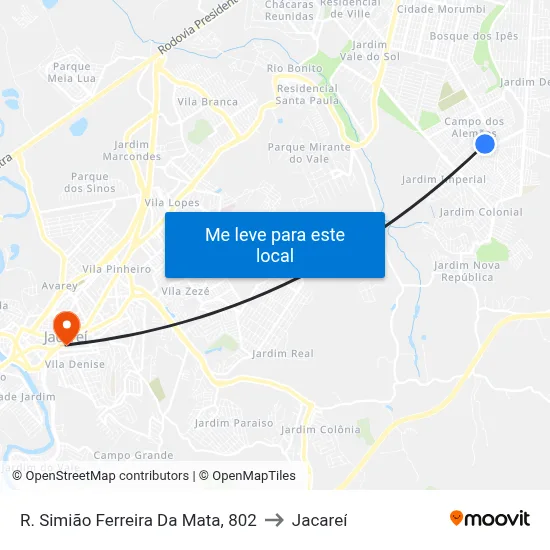 R. Simião Ferreira Da Mata, 802 to Jacareí map