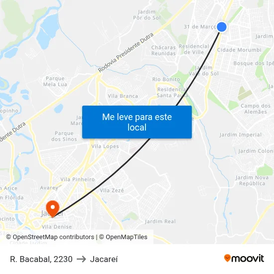 R. Bacabal, 2230 to Jacareí map