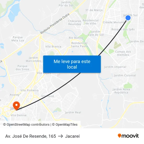 Av. José De Resende, 165 to Jacareí map