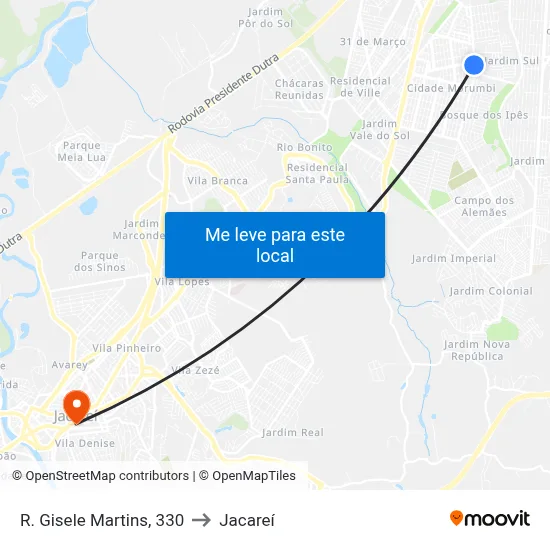 R. Gisele Martins, 330 to Jacareí map