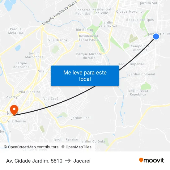 Av. Cidade Jardim, 5810 to Jacareí map
