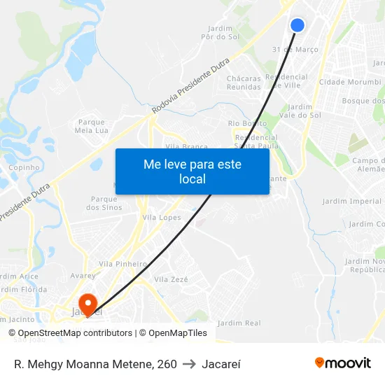 R. Mehgy Moanna Metene, 260 to Jacareí map