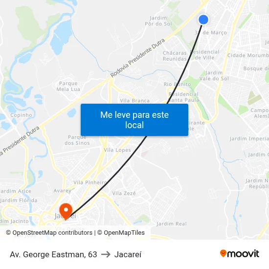 Av. George Eastman, 63 to Jacareí map