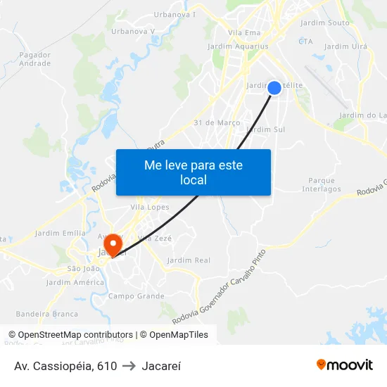Av. Cassiopéia, 610 to Jacareí map