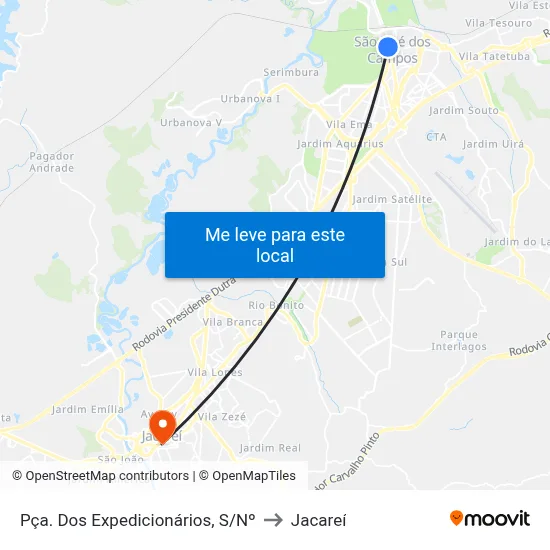 Pça. Dos Expedicionários, S/Nº to Jacareí map