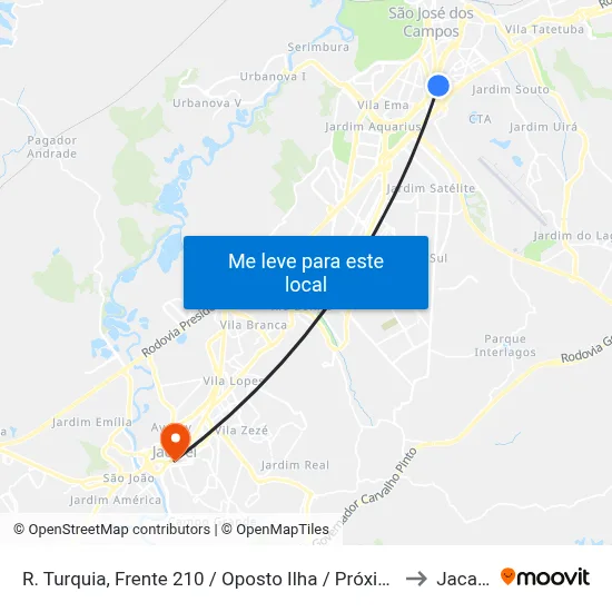 R. Turquia, Frente 210 / Oposto Ilha / Próximo 180 to Jacareí map