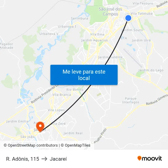 R. Adônis, 115 to Jacareí map