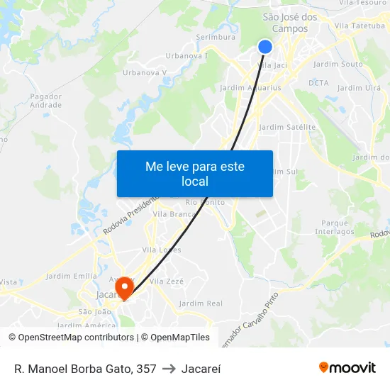 R. Manoel Borba Gato, 357 to Jacareí map