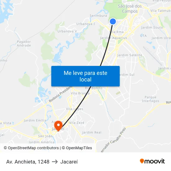 Av. Anchieta, 1248 to Jacareí map