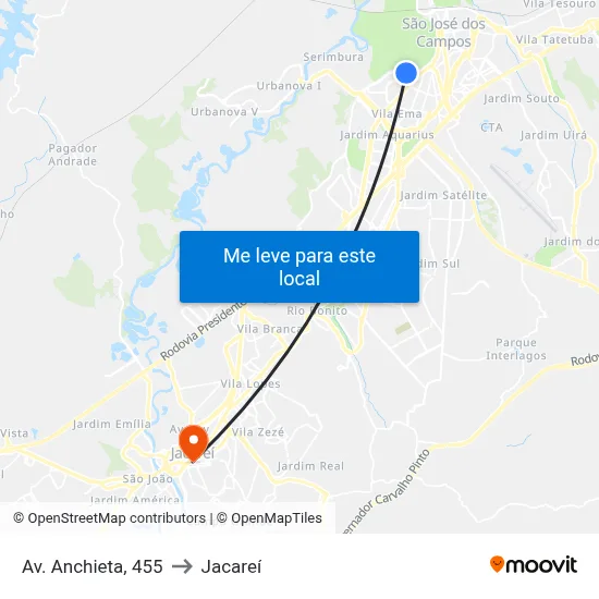 Av. Anchieta, 455 to Jacareí map
