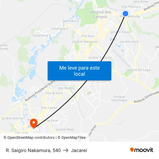 R. Saigiro Nakamura, 540 to Jacareí map