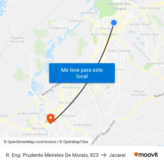 R. Eng. Prudente Meireles De Morais, 823 to Jacareí map