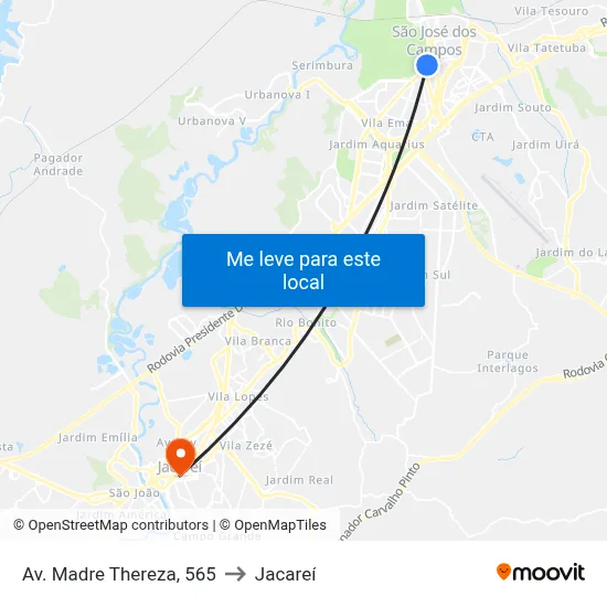 Av. Madre Thereza, 565 to Jacareí map