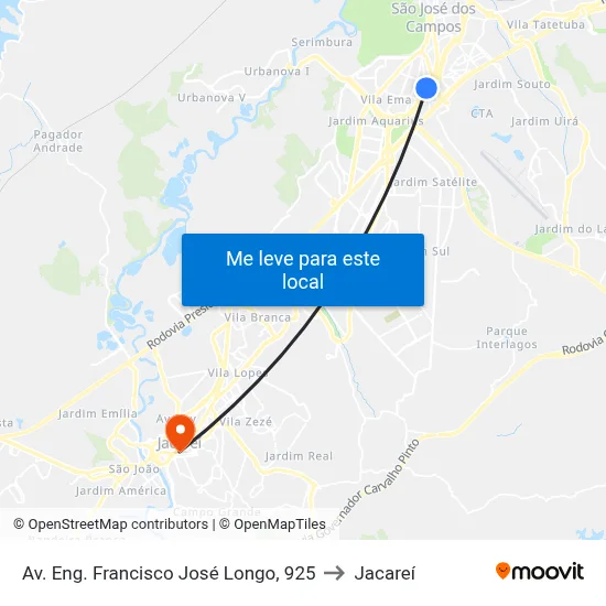 Av. Eng. Francisco José Longo, 925 to Jacareí map