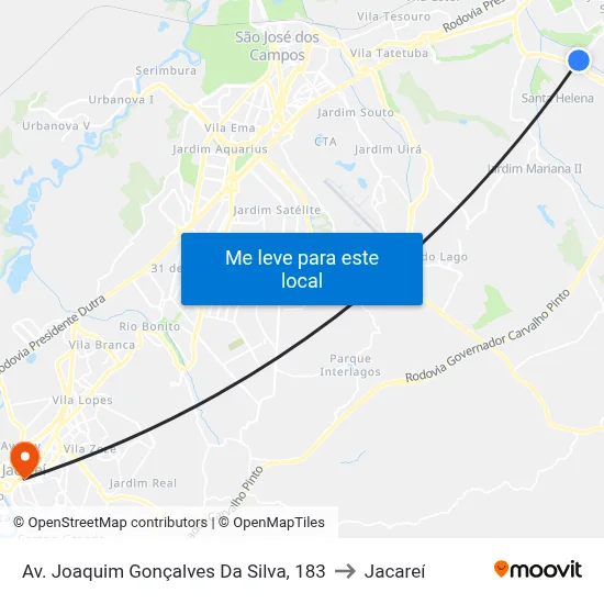 Av. Joaquim Gonçalves Da Silva, 183 to Jacareí map