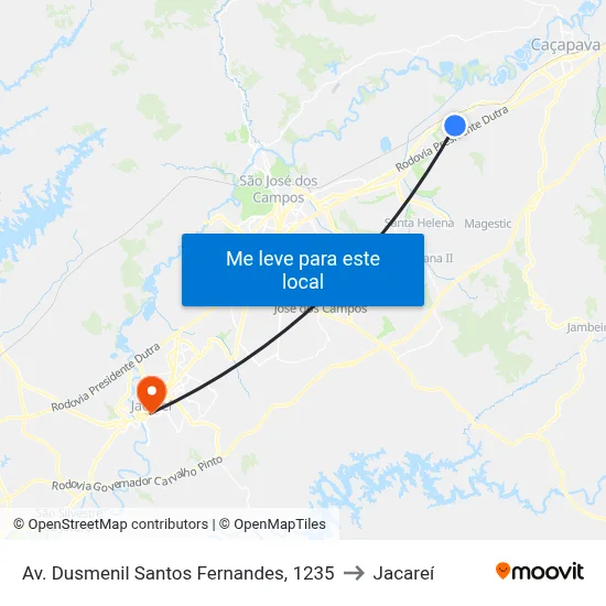 Av. Dusmenil Santos Fernandes, 1235 to Jacareí map