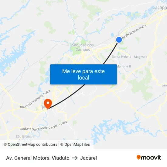 Av. General Motors, Viaduto to Jacareí map