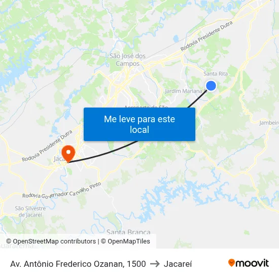 Av. Antônio Frederico Ozanan, 1500 to Jacareí map