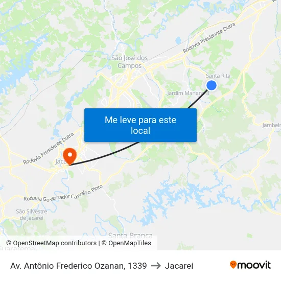 Av. Antônio Frederico Ozanan, 1339 to Jacareí map