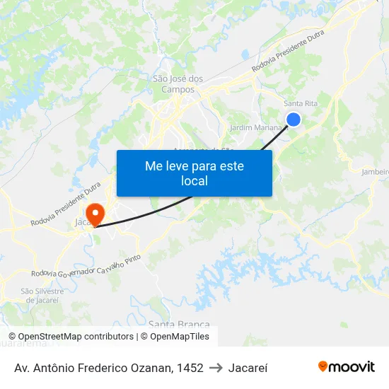 Av. Antônio Frederico Ozanan, 1452 to Jacareí map