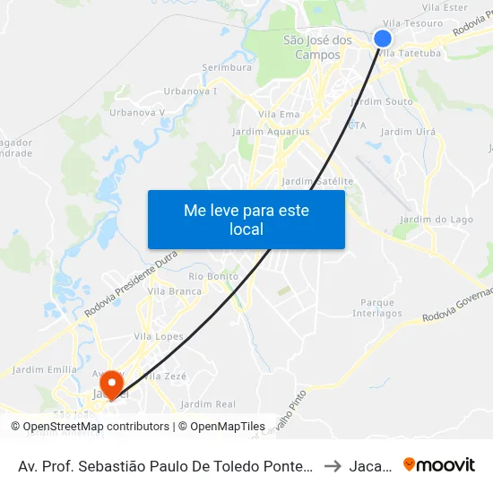 Av. Prof. Sebastião Paulo De Toledo Pontes, 20 to Jacareí map