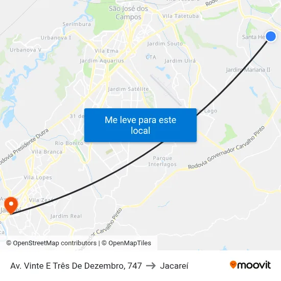 Av. Vinte E Três De Dezembro, 747 to Jacareí map