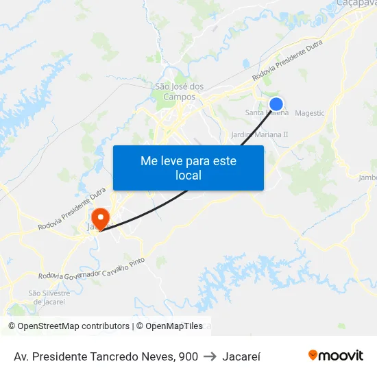Av. Presidente Tancredo Neves, 900 to Jacareí map