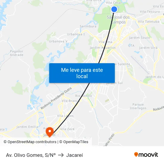Av. Olivo Gomes, S/Nº to Jacareí map