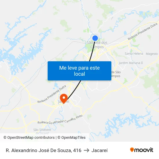 R. Alexandrino José De Souza, 416 to Jacareí map