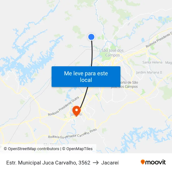 Estr. Municipal Juca Carvalho, 3562 to Jacareí map