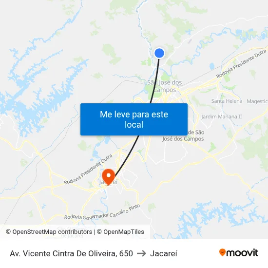 Av. Vicente Cintra De Oliveira, 650 to Jacareí map